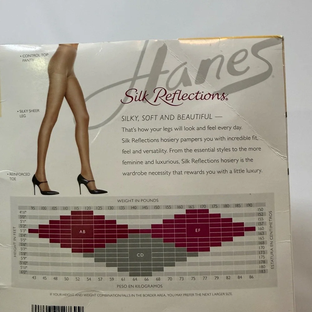 Hanes Silk‎ Reflections Pantyhose Style #718 AB Barely Black Silky Sheer Control